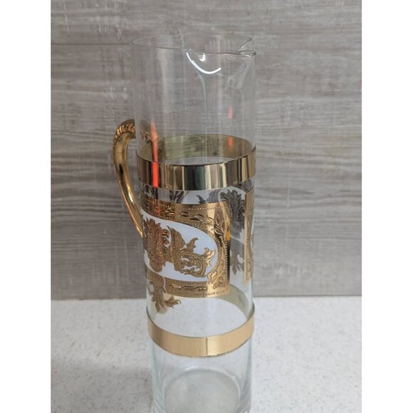 Russian Martini Pitcher and Glasses with Raised Embossed Gold Trim - Picture 7 of 10